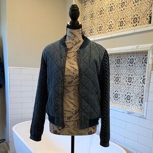 Cloth & Stone Quilted Blue Bomber Jacket Anthropologie XS